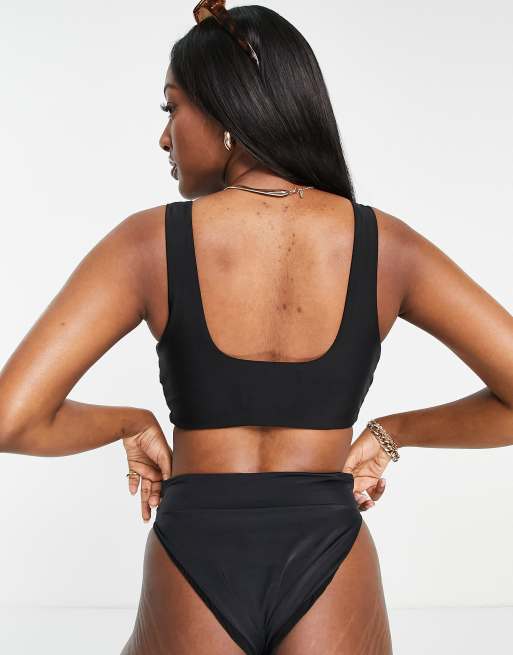 Top de bikini de copas grandes negro estilo top corto ceñido Mix & Match de ASOS DESIGN , 2 de 4