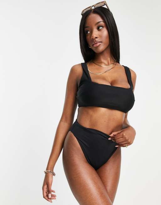 Top de bikini de copas grandes negro estilo top corto ceñido Mix & Match de ASOS DESIGN , 3 de 4