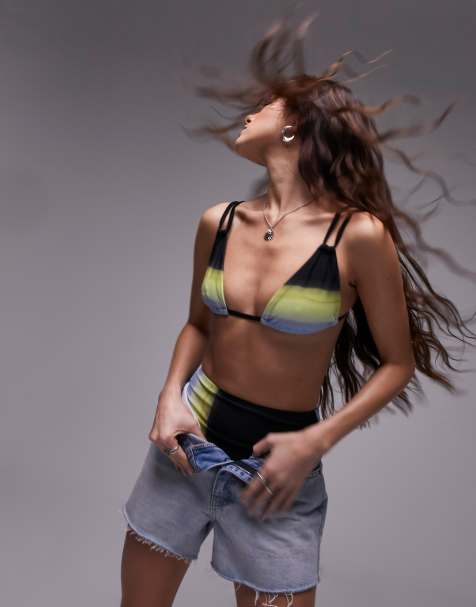Top de bikini multicolor triangular con estampado degradado de Topshop - view 1