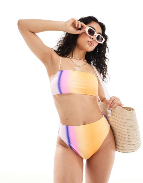 Top de bikini naranja luminoso estilo bralette con detalle degradado de PIECES (parte de un conjunto) - view 1