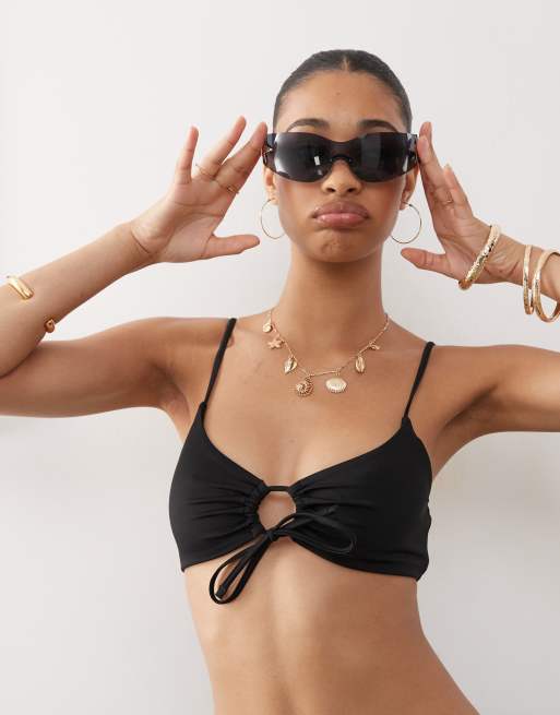 Top de bikini negro con detalle de abertura de Weekday, 3 de 4