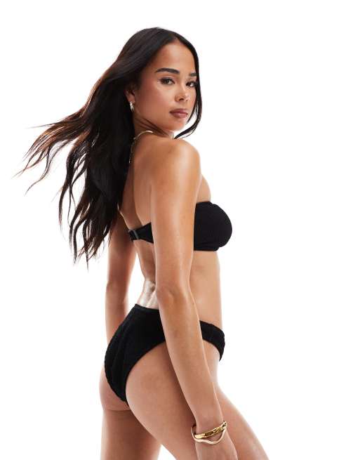 Top de bikini negro con escote palabra de honor de Brave Soul, 3 de 4