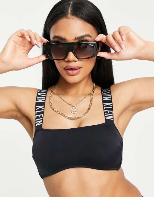Top de bikini negro con tirantes con el logo de Calvin Klein, 4 de 4