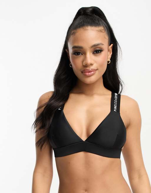 Top de bikini negro de mezcla de poliéster Lazuli de Pink Soda Sport 