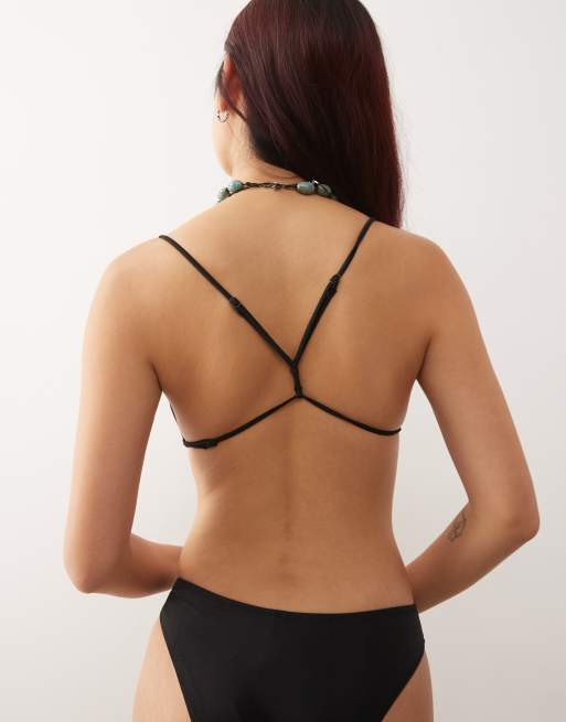 Top de bikini negro triangular con espalda de nadadora Mix & Match de Weekday, 4 de 4