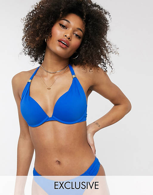 Sobrio Portavoz Mount Bank Top de bikini super push up en azul cobalto exclusivo de Dorina | ASOS