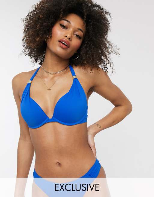 web años Tecnología Top de bikini super push up en azul cobalto exclusivo de Dorina | ASOS