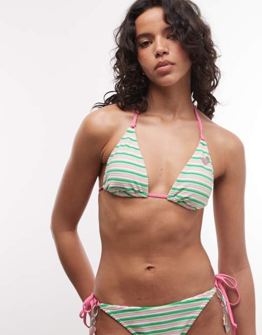 Top de bikini verde a rayas triangular de Roxy x Juicy Couture, 5 de 8