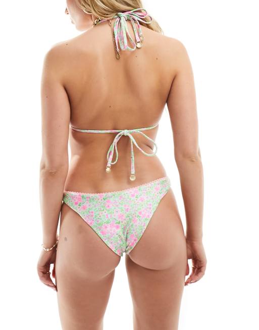 Top de bikini verde brillante triangular de cuello halter Forbidden Love de Kulani Kinis, 4 de 4