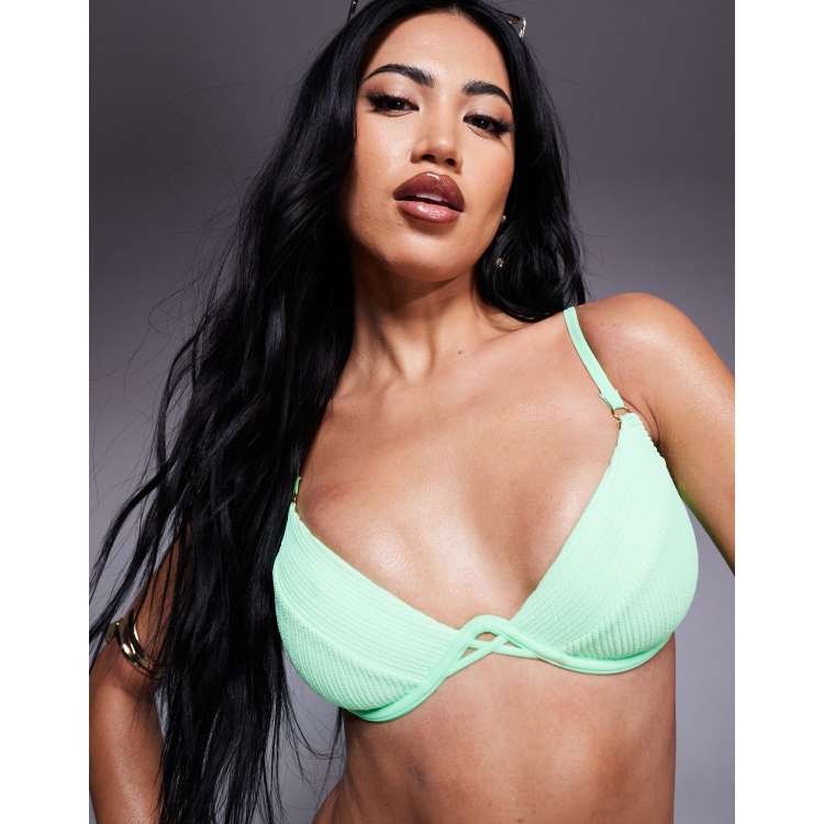 Top de bikini verde con aros Ibiza de Boux Avenue ASOS