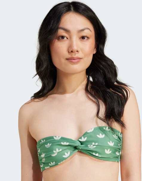 Top de bikini verde pálido y blanco nube con monograma de adidas Originals - view 1