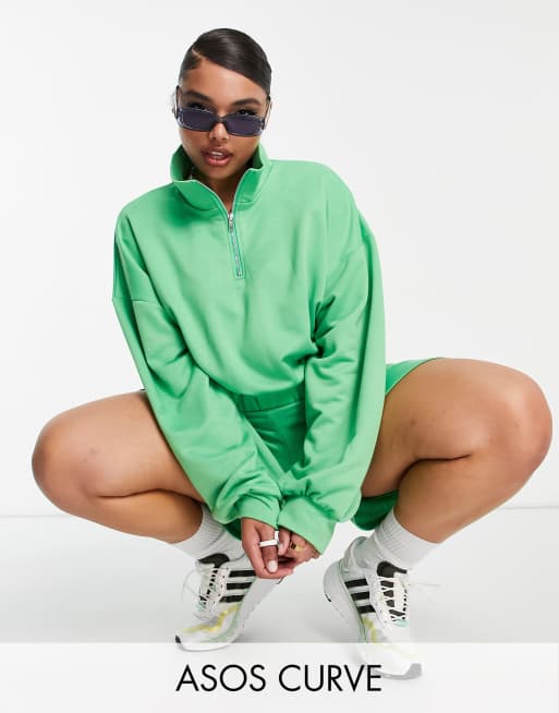Top de chándal verde estilo años 70 de ASOS DESIGN Curve (parte de un conjunto)