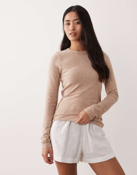 Top de estar por casa beis con cuello redondo de Abercrombie & Fitch - view 1