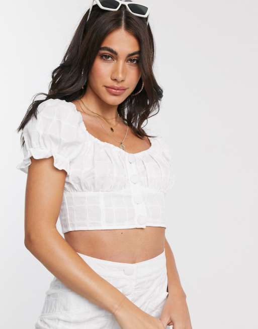 Conjunto de top y minifalda con detalle de botones y diseño de cuadrícula texturizada de ASOS DESIGN, 2 de 2