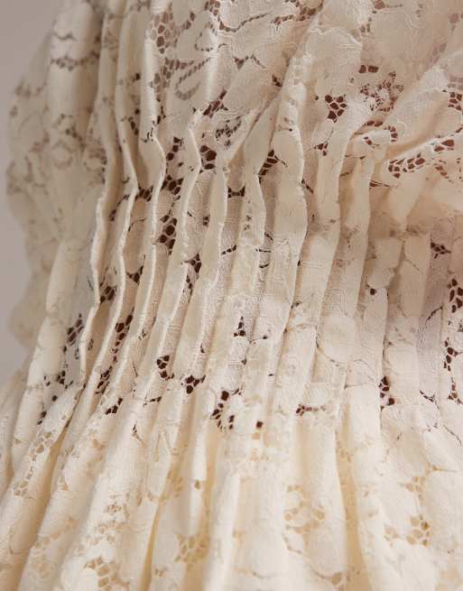 Top de novia color crema de manga corta de encaje de ASOS DESIGN (parte de un conjunto), 5 de 5