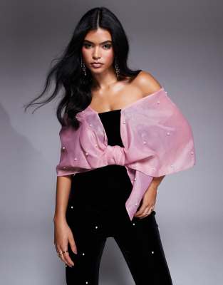 Top de organza y terciopelo con adornos de perlas de ASOS LUXE (parte de un conjunto) - view 1
