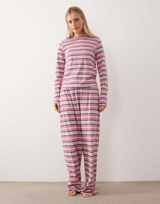 Top de pijama a rayas rosas y burdeos de manga larga Taylor de ASOS DESIGN, 2 de 4