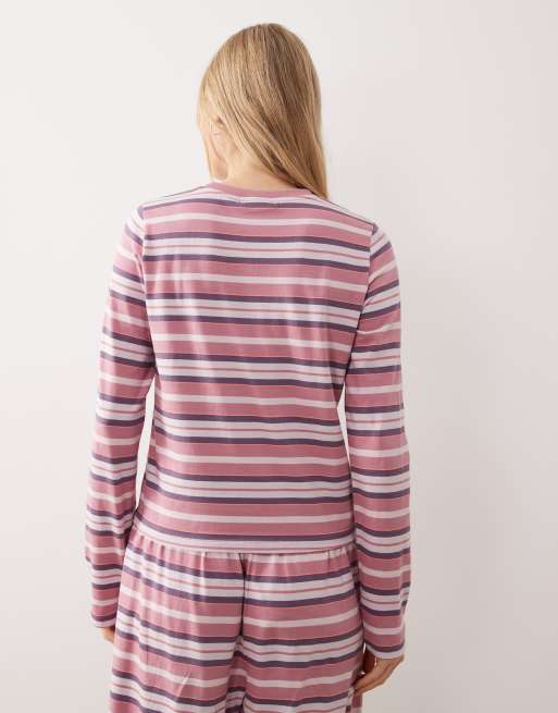 Top de pijama a rayas rosas y burdeos de manga larga Taylor de ASOS DESIGN, 3 de 4