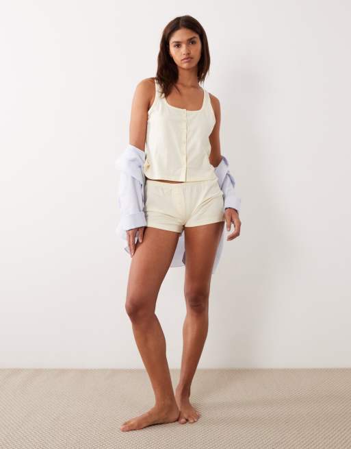 Top de pijama amarillo crema de tirantes con botones Mix & Match de ASOS DESIGN, 4 de 4