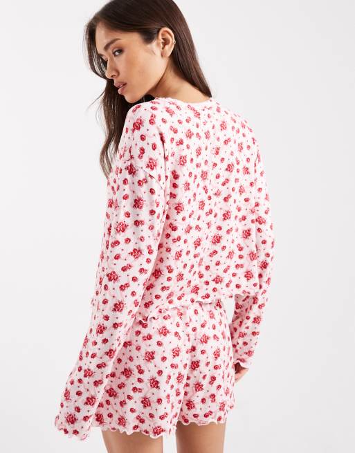 Top de pijama con estampado floral de punto pointelle Mix & Match de Miss Selfridge, 4 de 4