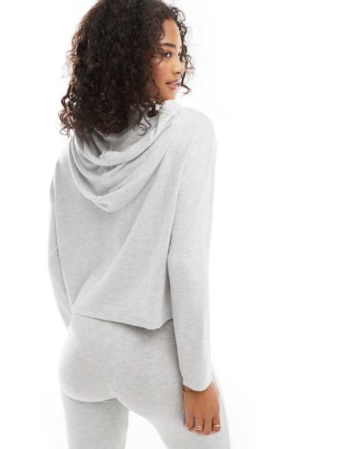 Top de pijama gris de manga larga con capucha de tejido muy suave de Cotton On, 3 de 4