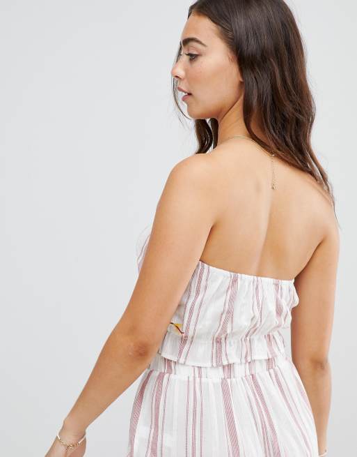 Top de playa palabra de honor con bordado y chevron de ASOS DESIGN (parte de un conjunto), 2 de 4