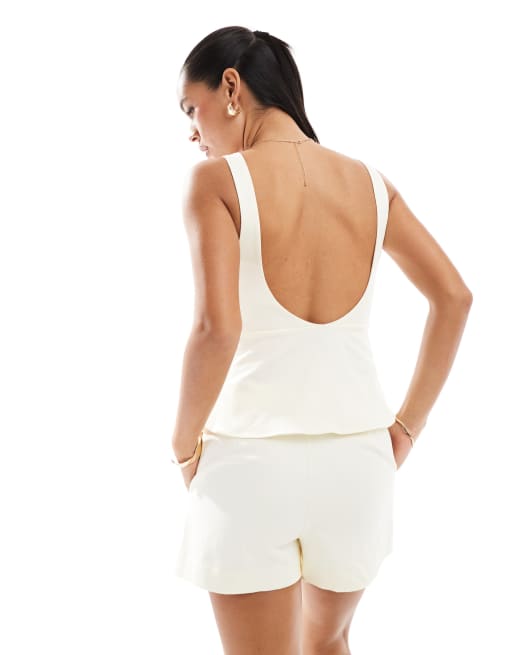 Top de sastre amarillo pastel de tirantes con cintura entallada de ASOS DESIGN (parte de un conjunto), 3 de 4