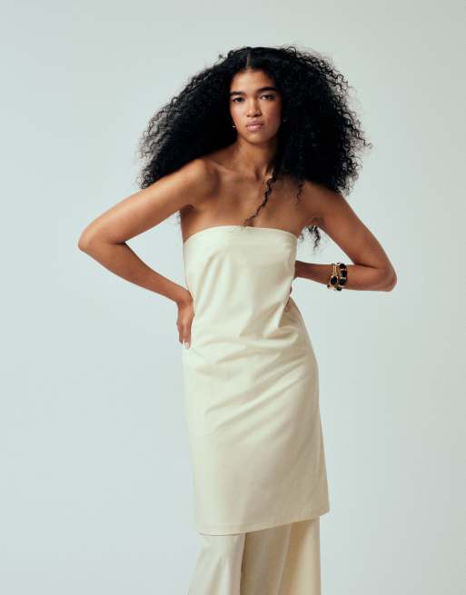 Top de sastre color crudo estilo tabardo de corte alargado de ASOS DESIGN (parte de un conjunto)