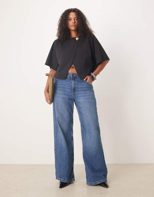 Top de sastre negro con botones dorados de ASOS DESIGN Curve, 2 de 4