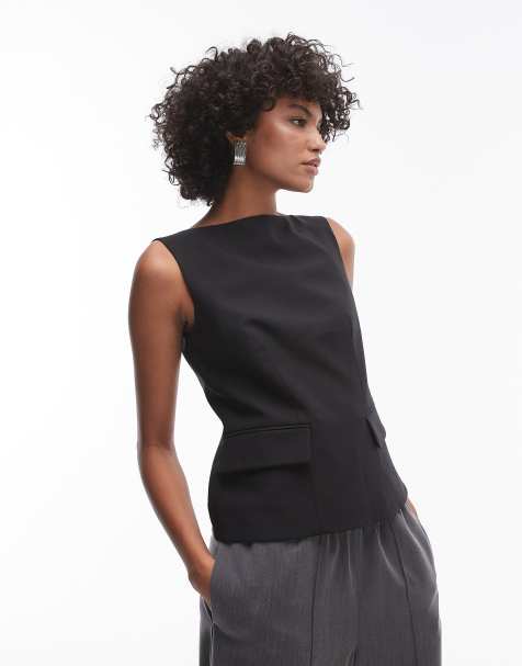 Top de sastre negro estilo chaleco de tejido elástico de ARKET - view 1