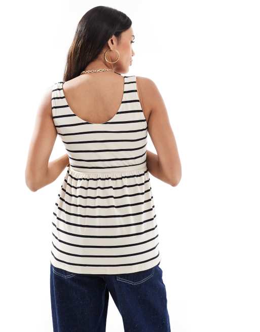 Top de tirantes a rayas azul marino con detalle de lazada anudada de Mamalicious Maternity, 4 de 4
