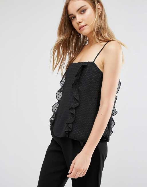 Top de tirantes con detalle de volante de Warehouse