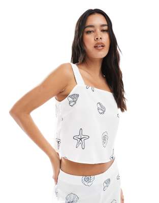 Top de tirantes con estampado de conchas y escote cuadrado de Vero Moda (parte de un conjunto) - view 1