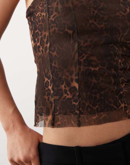 Top de tirantes con estampado de leopardo de malla de ASOS DESIGN, 2 de 4