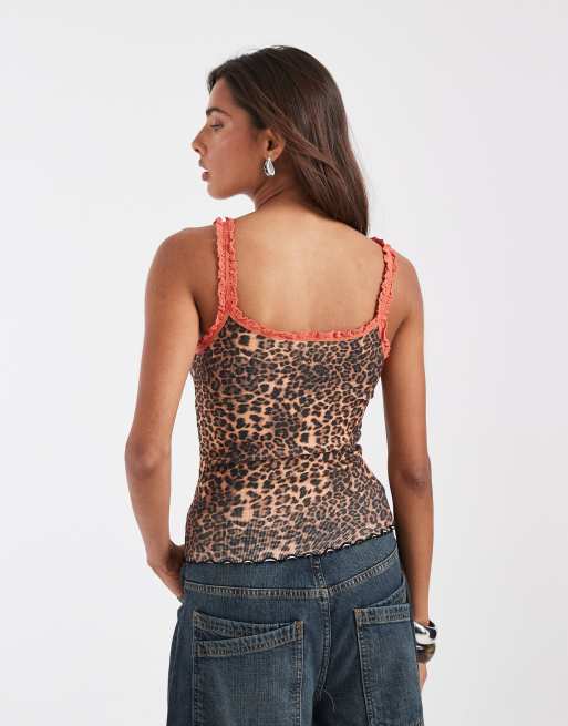 Top de tirantes con estampado de leopardo y detalle de ribete de ASOS DESIGN, 4 de 4
