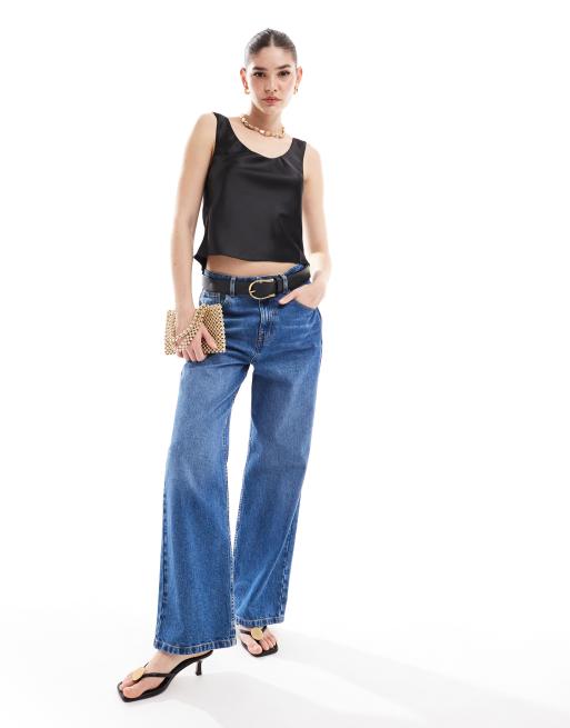 Top de tirantes de satén con cuello ancho en negro de ASOS DESIGN, 3 de 4