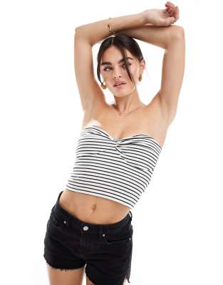 Top de tubo a rayas con detalle retorcido de New Look
