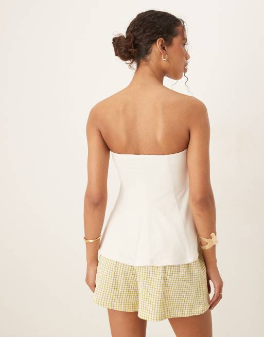 Top de tubo blanco con sobrefalda de Abercrombie & Fitch, 3 de 4