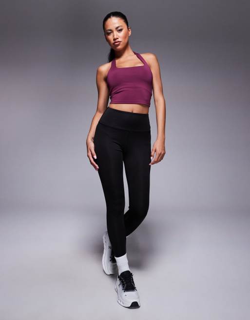 Top deportivo morado baya con cuello halter y sujetador integrado de 4505, 2 de 4