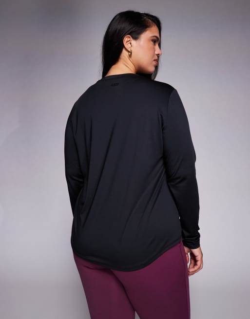Top deportivo negro para correr de manga larga de tejido de secado rápido Icon de 4505 Curve, 4 de 4