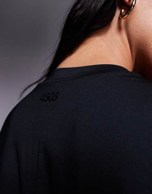 Top deportivo negro para correr de manga larga de tejido de secado rápido Icon de 4505, 2 de 4