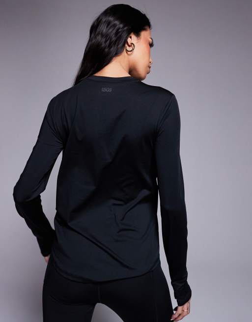 Top deportivo negro para correr de manga larga de tejido de secado rápido Icon de 4505, 3 de 4