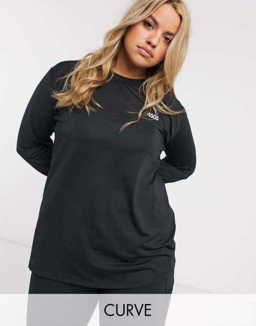 Top deportivo negro para correr de manga larga Icon de 4505 Curve 