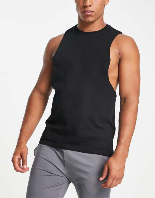 Top deportivo sin mangas con sisas caídas y logo de ASOS 4505