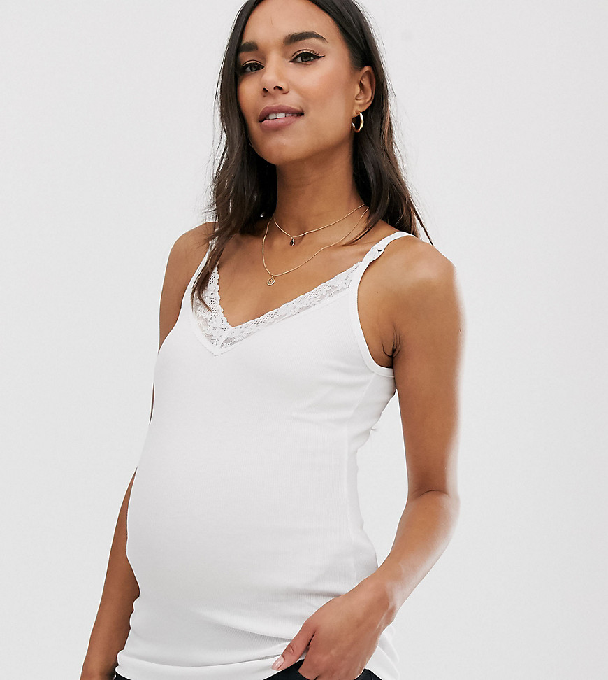 фото Топ для кормления в рубчик с кружевной отделкой asos design maternity-белый asos maternity - nursing