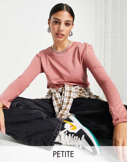 Top entallado básico de manga larga de Topshop Petite 
