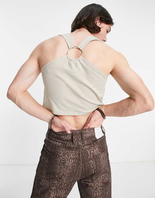 Top gris con bajo de pico y detalle de anilla la espalda de ASOS DESIGN | ASOS