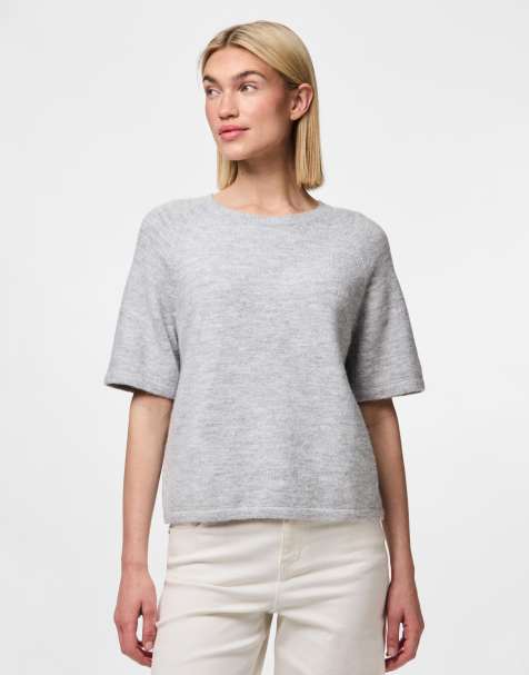 Top gris claro jaspeado de punto de Pieces - view 1