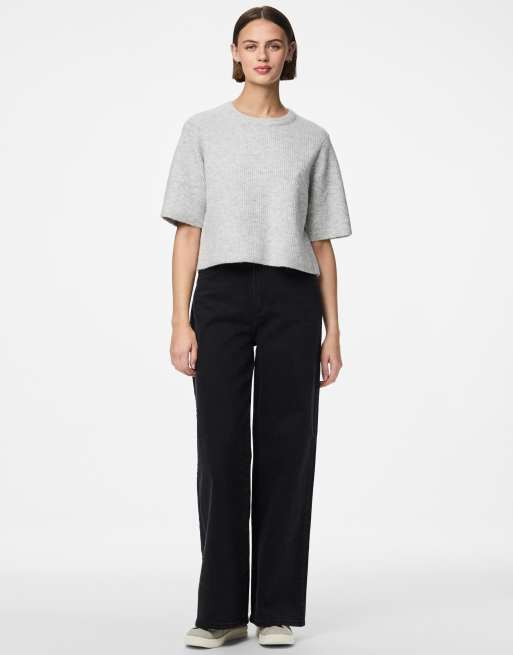 Top gris claro jaspeado de punto de Pieces, 2 de 4