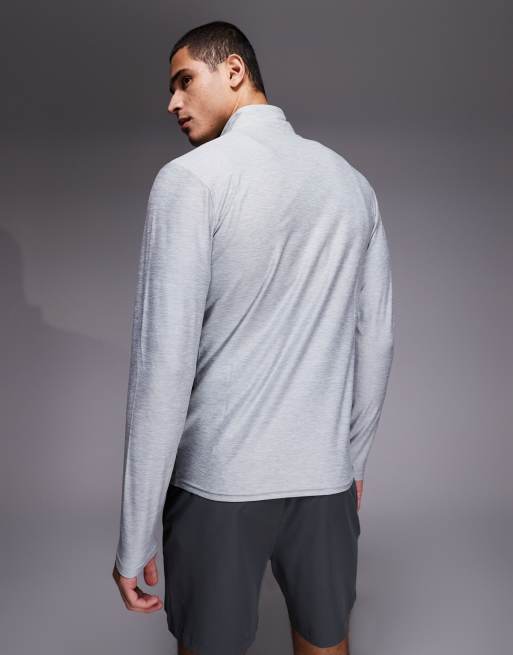 Top gris con cremallera corta de hilos mezclados de New Balance, 3 de 5